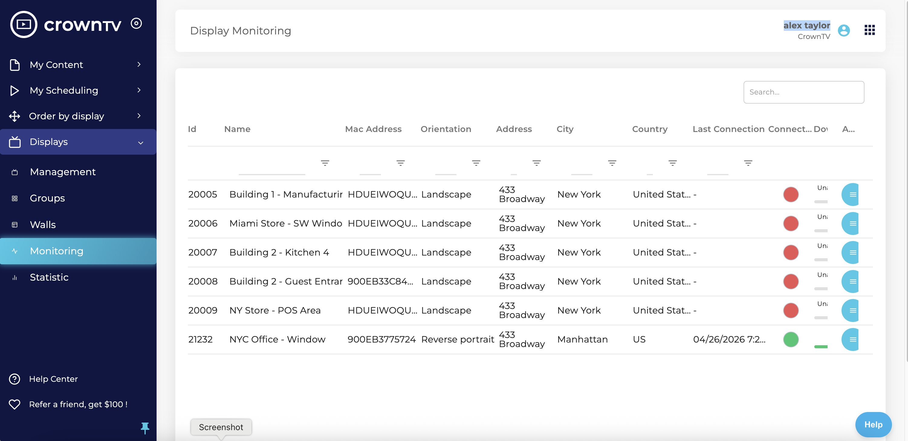 CrownTV Dashboard — content library view with templates and brand kits