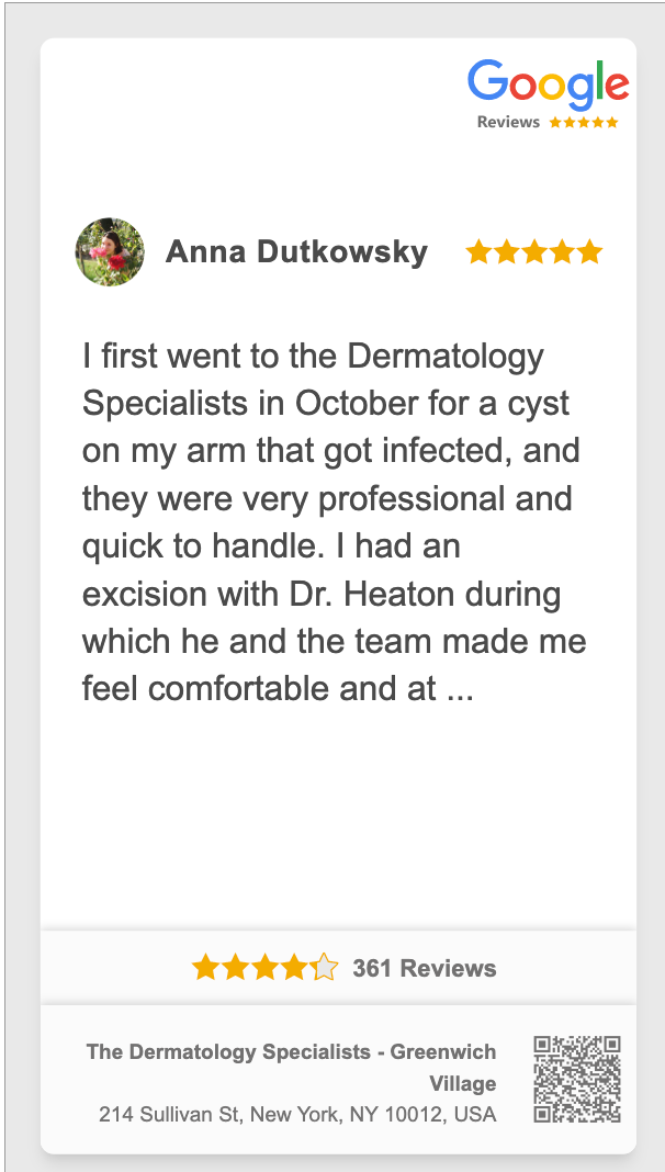 Portrait preview of a Google review