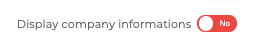 Display company information toggle set to No