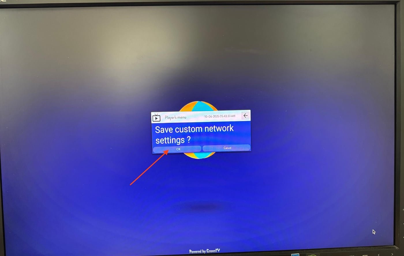 Save custom network settings dialog