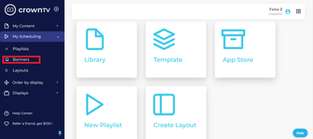 Banners item under My Scheduling