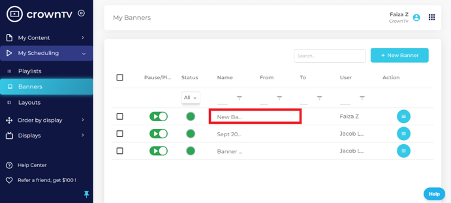 Banner library with active banner