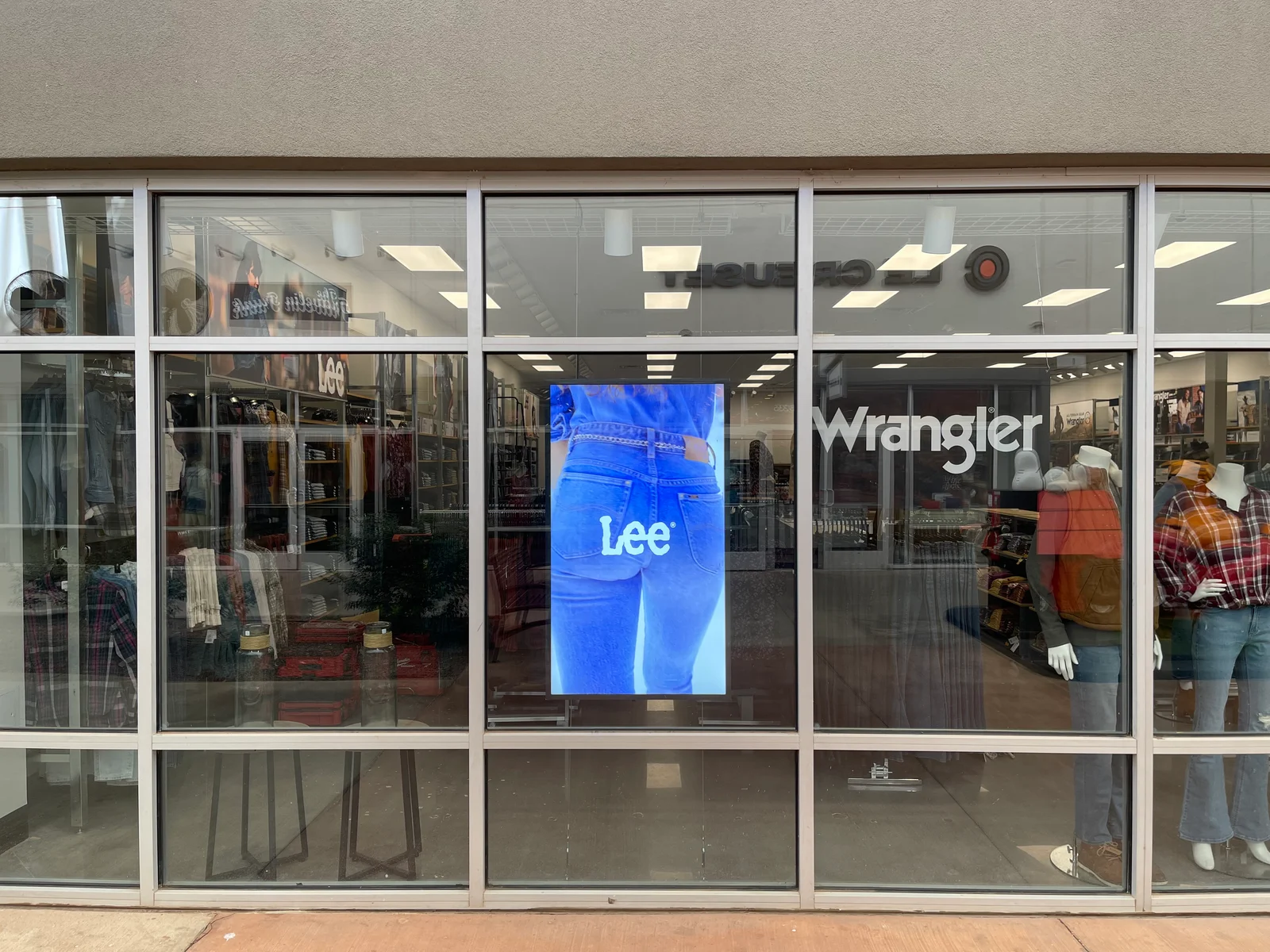 Lee Wrangler digital signage installation by CrownTV