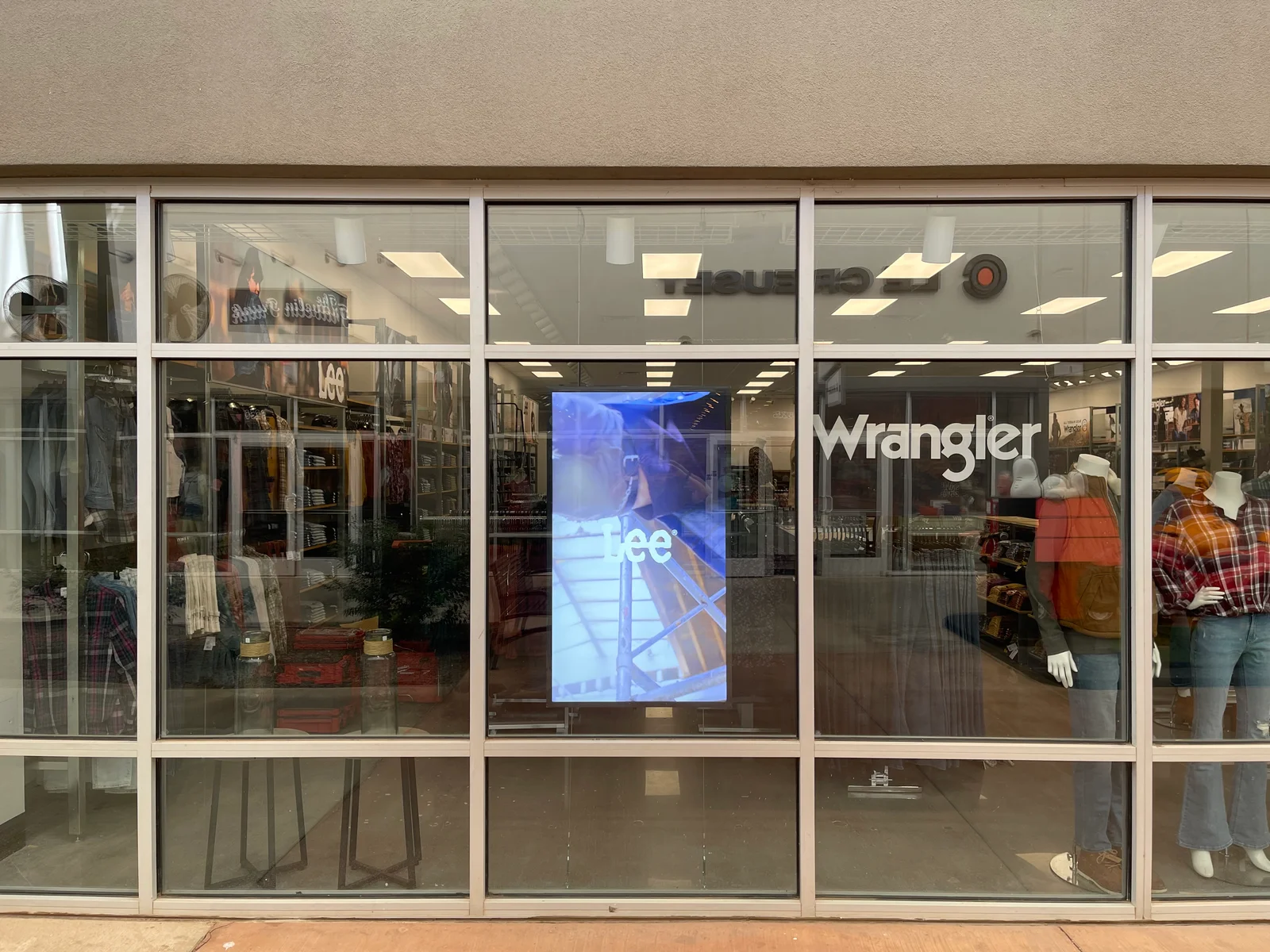Lee Wrangler digital signage installation by CrownTV