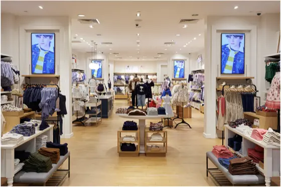 CrownTV window digital signage at Janie and Jack Store