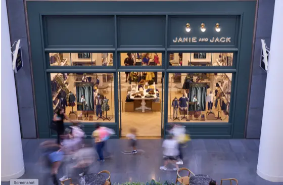 CrownTV window digital signage at Janie and Jack Store