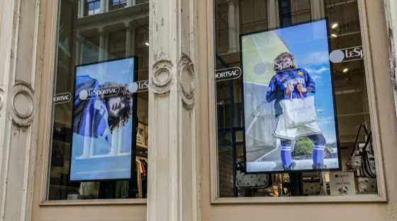 CrownTV window digital signage at LeSportsac