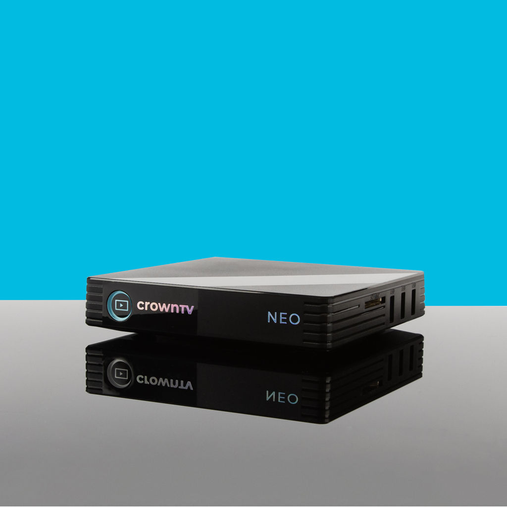 CrownTV media player on counter