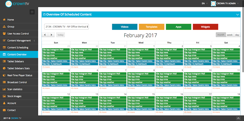 digital signage content management system, digital signage dashboard