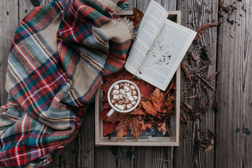 Hot chocolate with a book