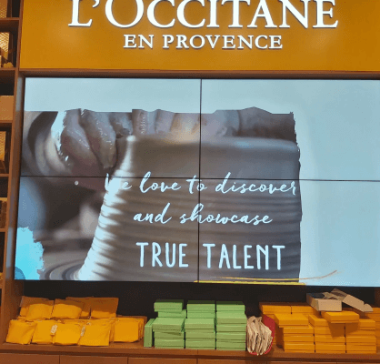 CrownTV video wall installation at L'Occitane retail store