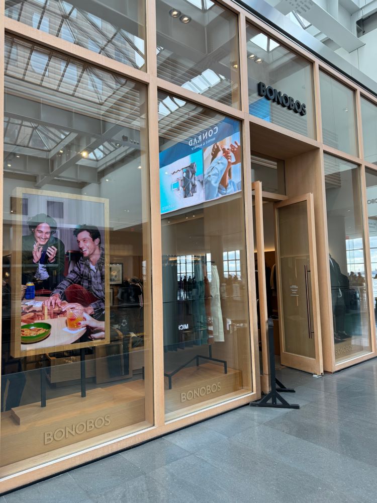 Bonobos in-store retail video wall digital signage installation by CrownTV