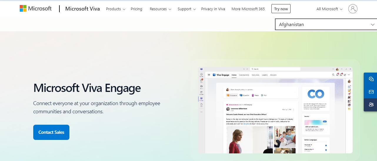 Viva engage homeppage