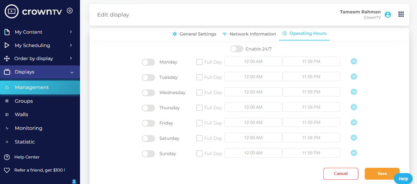CrownTV Display Management and Scheduling