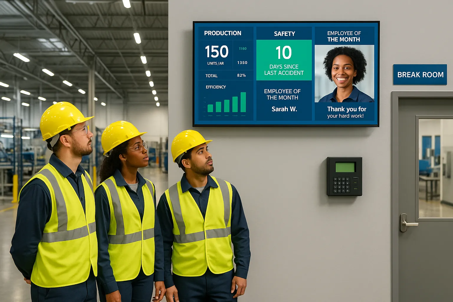 manufacturing warehouse digital signage