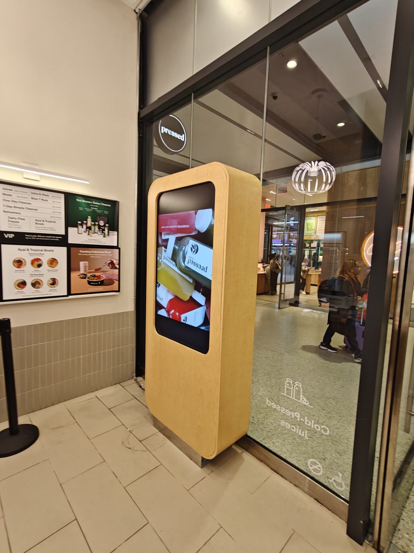 Pressed Juicery CrownTV digital signage installation overview